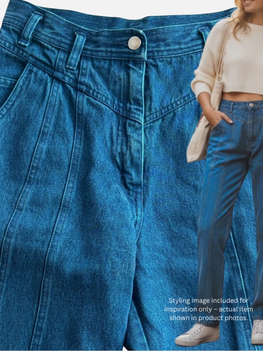 VTG V Yoke High-Rise Straight Leg Mom Jeans 8T Tapered Cowgirl Western Jeans